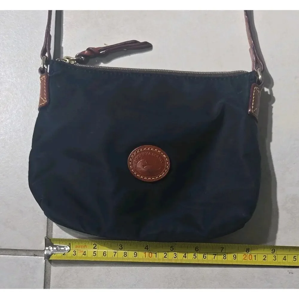 Dooney & Bourke Navy Crossbody Bag with Zip Closure Adjustable Strap Gold - Picture 7 of 12